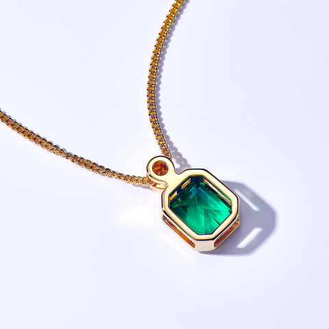 925 silver chain emerald gold plated green zircon classic fine jewelry necklace