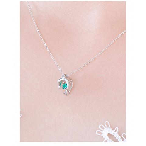 0.25CT Russian Stone Created Dolphin Lab Grown Emerald Necklace