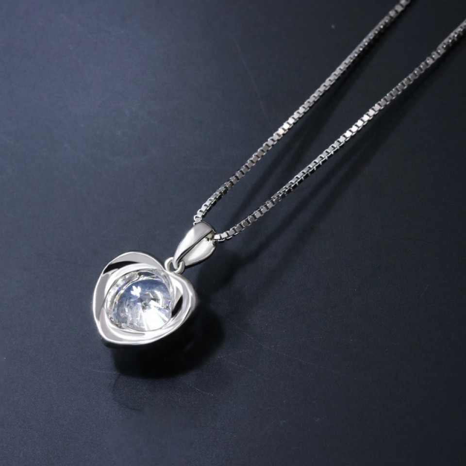 1.5 Carat Heart Shape Moissanite Pendant Necklace Round Cut White D VVS 925 Sterling Silver